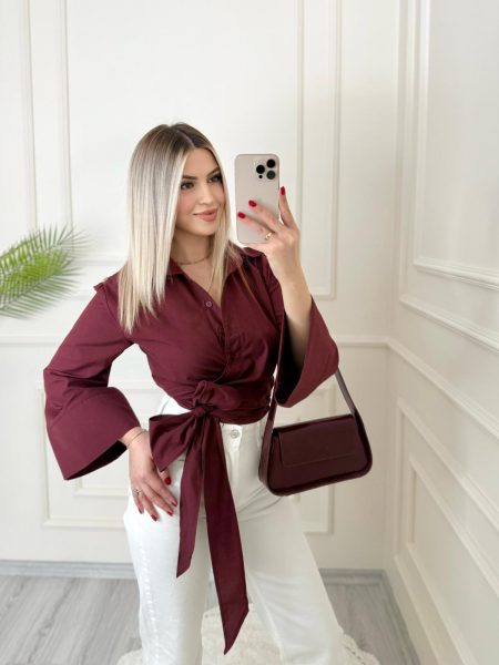Bordo Bağlamalı Gömlek