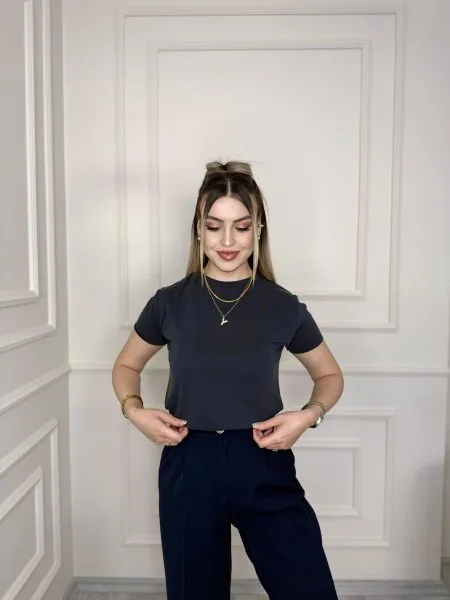 Füme Oysh Modal Kumaş Lazer Kesim Tişört