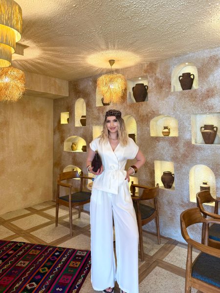 Kruvaze Önü Bağlamalı Palazzo Pantolon Takım