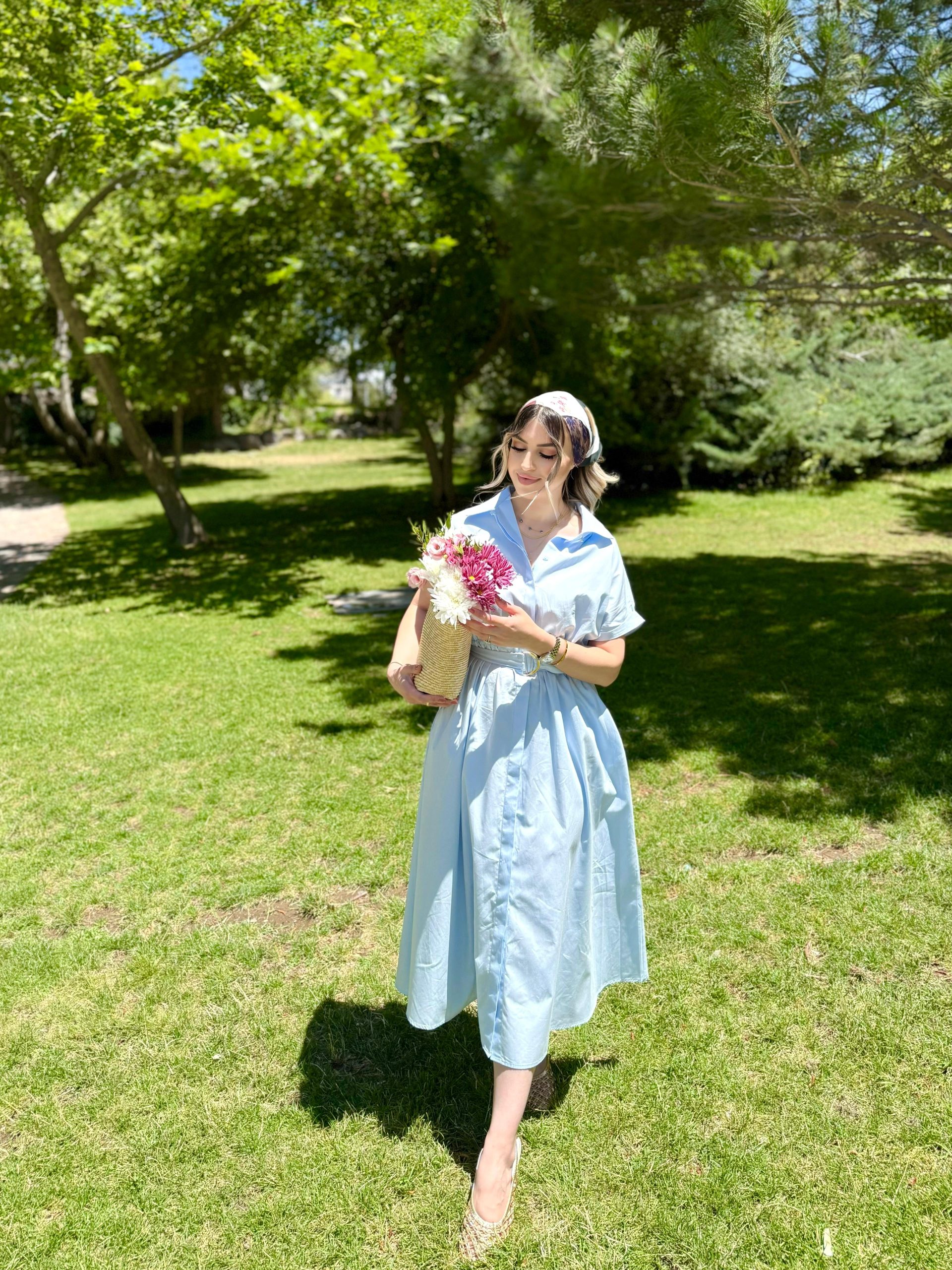 Mavi Solaro Kemerli Elbise 2 Mavi Solaro Kemerli Elbise - Görsel 2