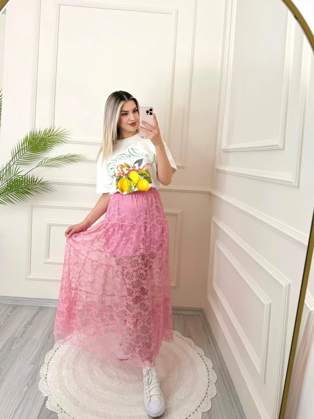Pembe Dantelli Etek - Görsel 3