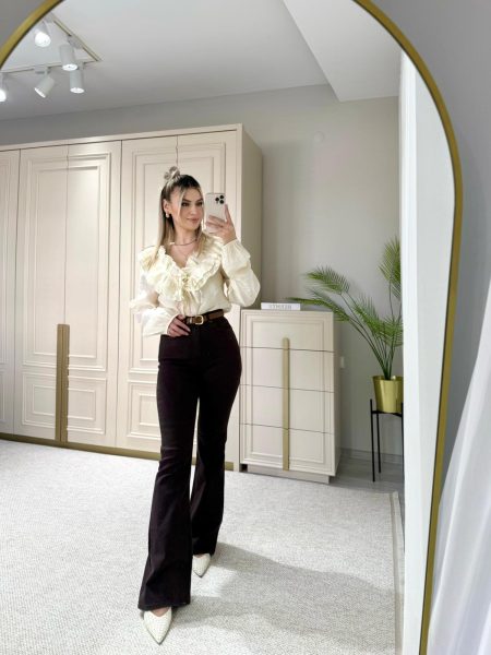 Kahverengi İspanyol Paça Jean