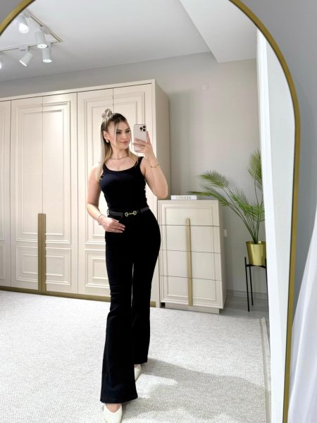 Siyah İspanyol Paça Jean