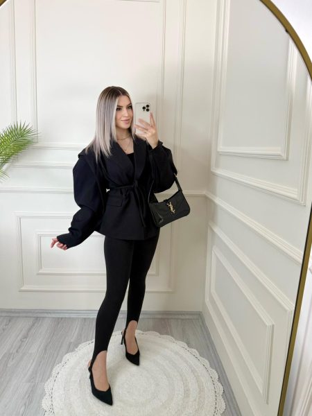 Siyah Topuk Lastikli Tayt