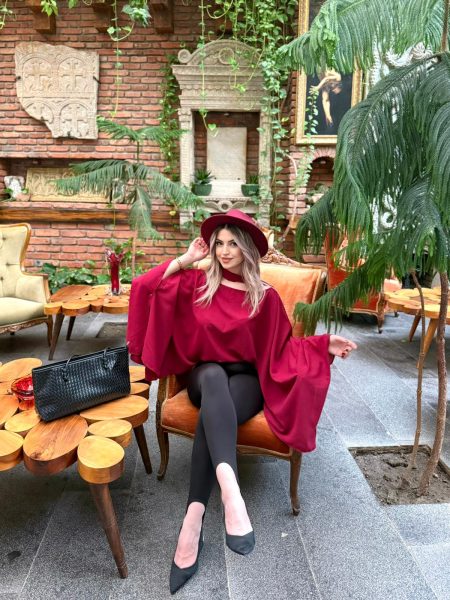 En Yeniler 25 Sienna Bordo Fularlı Bluz