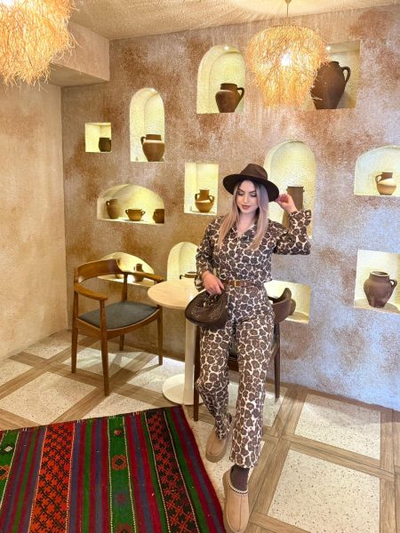 Ana Sayfa 1 Denim Leopar Desenli Ceket Pantolon Takım