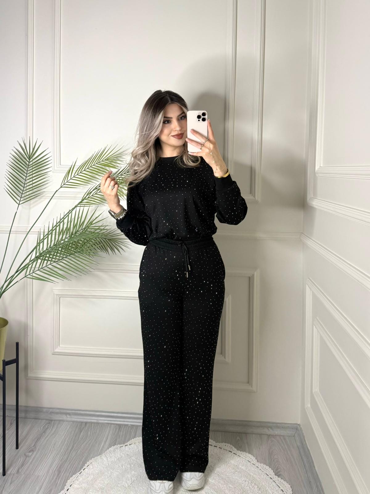 Siyah Oysho Taş İşlemeli Takım 3 Siyah Oysho Taş İşlemeli Takım - Görsel 3