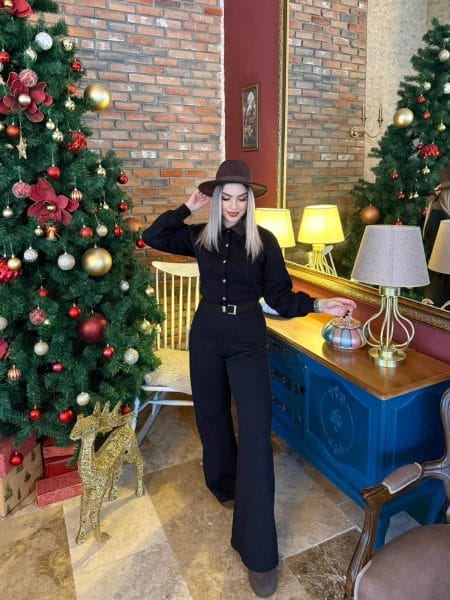 Siyah Boots Şardonlu Tulum