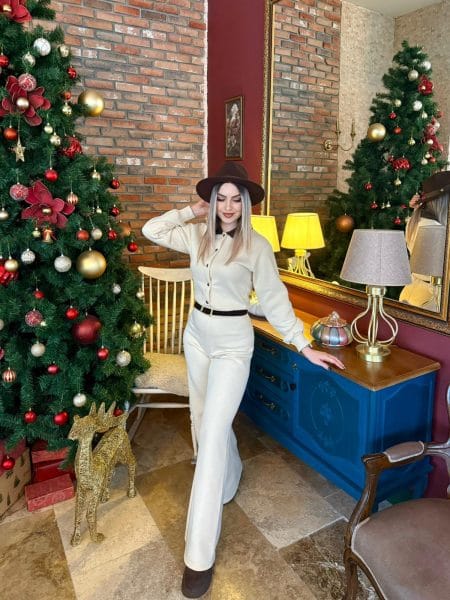 Krem Boots Şardonlu Tulum