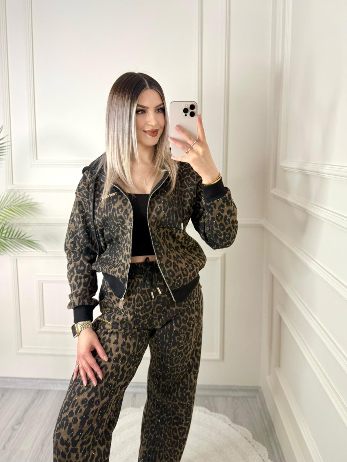 M*U Taş İşlemeli Kapşonlu Leopar Takım 2 M*U Taş İşlemeli Kapşonlu Leopar Takım - Görsel 2