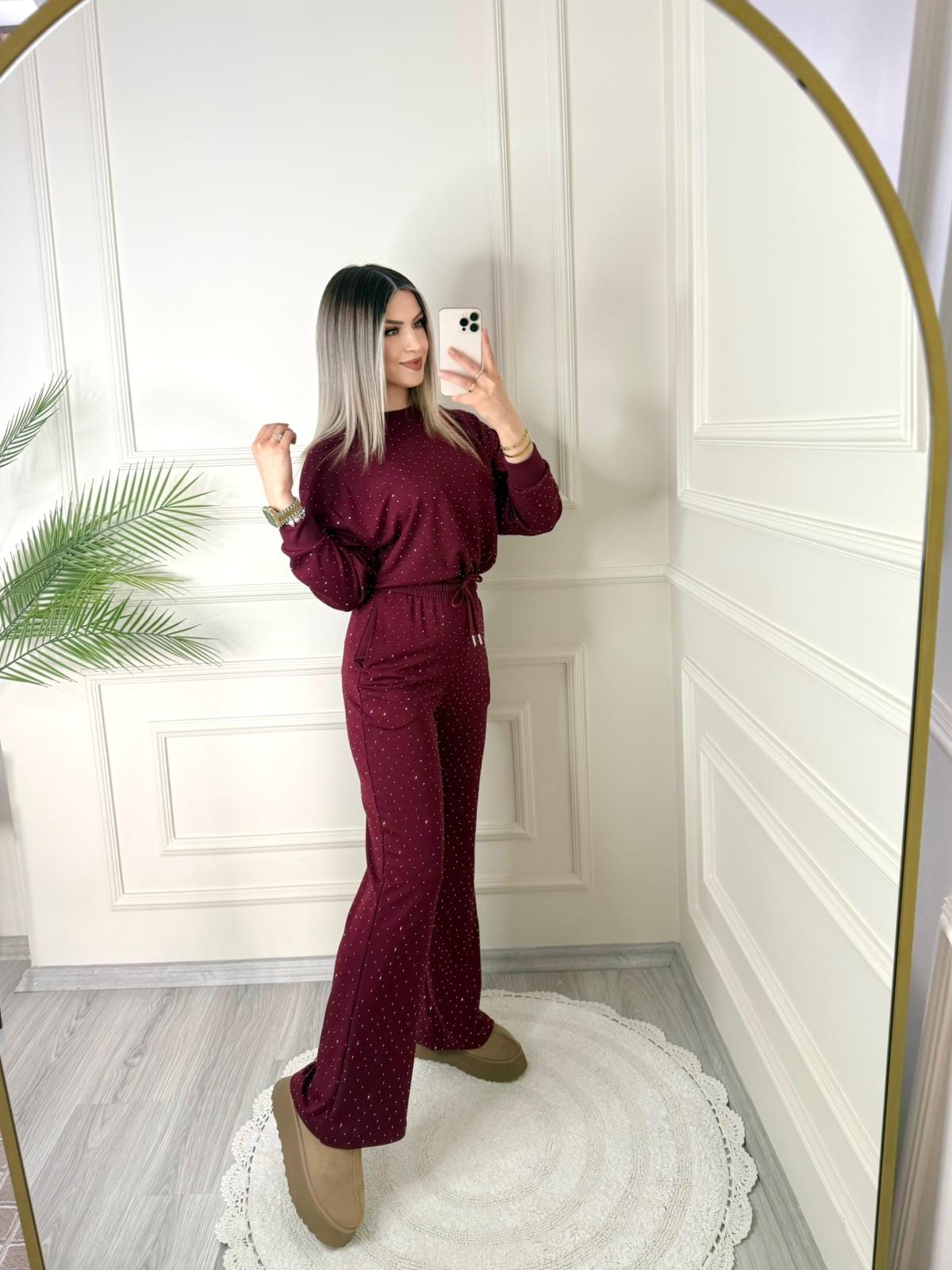 Bordo Oysho Taş İşlemeli Takım 2 Bordo Oysho Taş İşlemeli Takım - Görsel 2