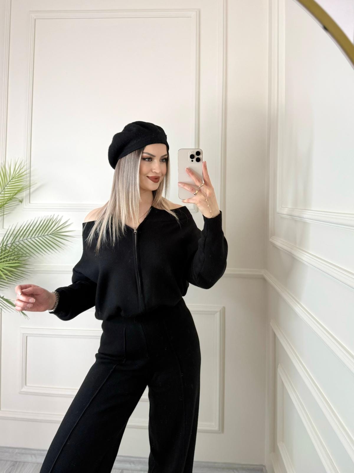 Siyah Çift Fermuarlı Triko Takım 4 Siyah Çift Fermuarlı Triko Takım - Görsel 4