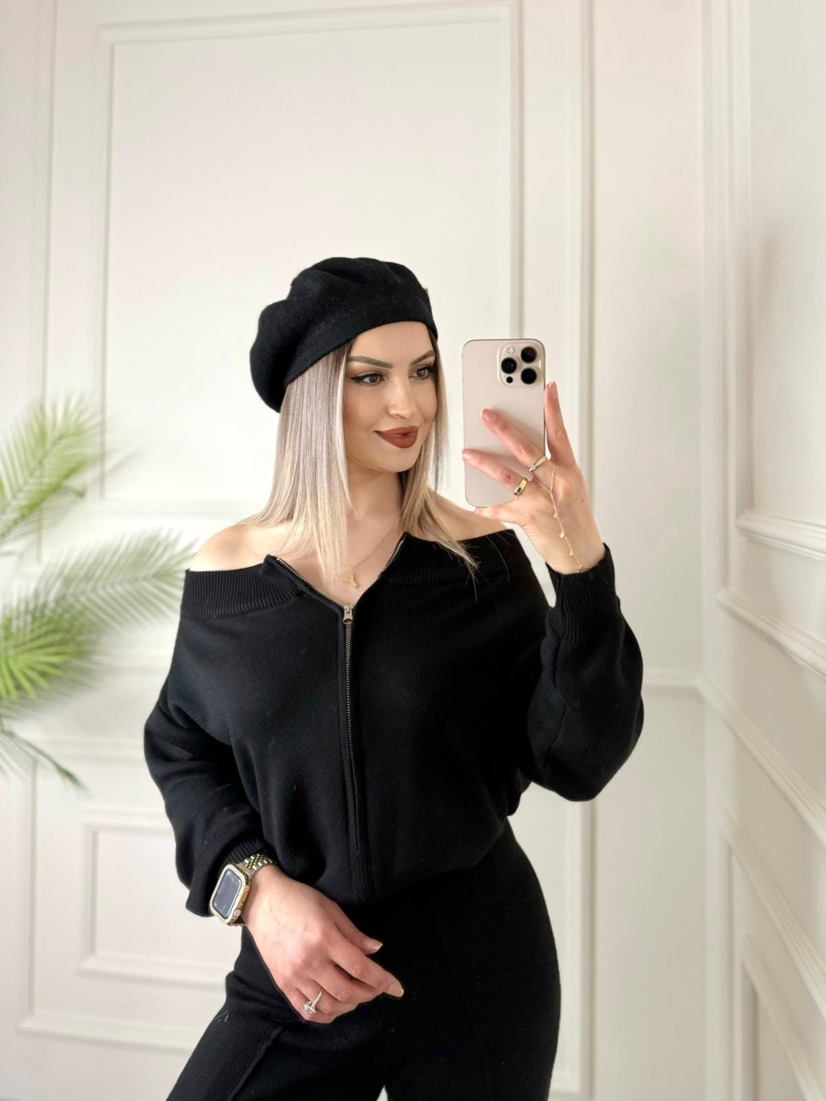 Siyah Çift Fermuarlı Triko Takım 5 Siyah Çift Fermuarlı Triko Takım - Görsel 5