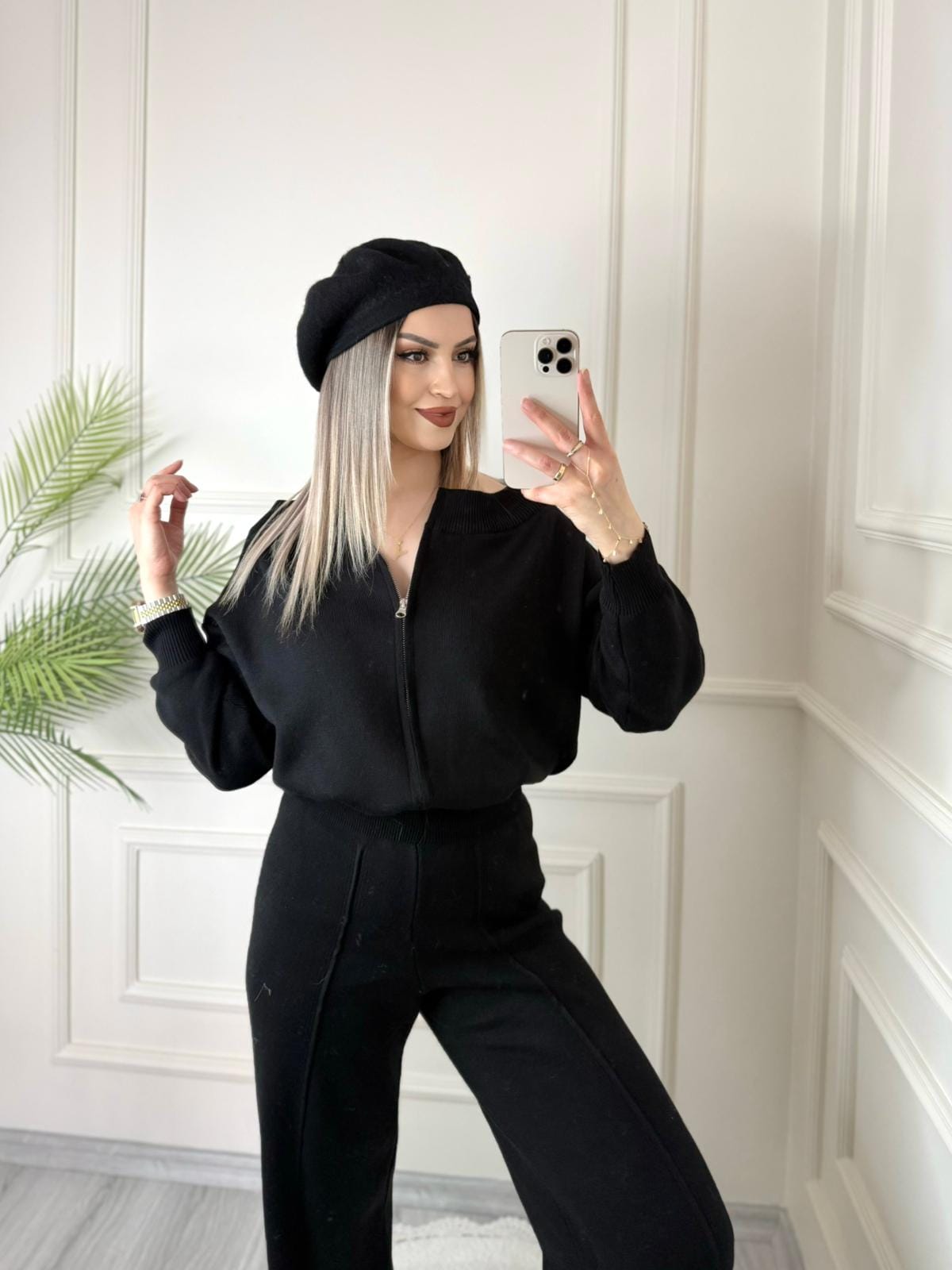 Siyah Çift Fermuarlı Triko Takım 3 Siyah Çift Fermuarlı Triko Takım - Görsel 3