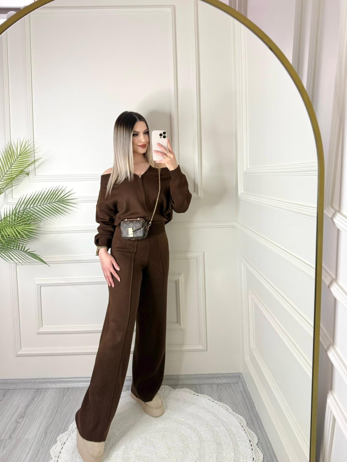 Kahverengi Çift Fermuarlı Triko Takım 1 Kahverengi Çift Fermuarlı Triko Takım