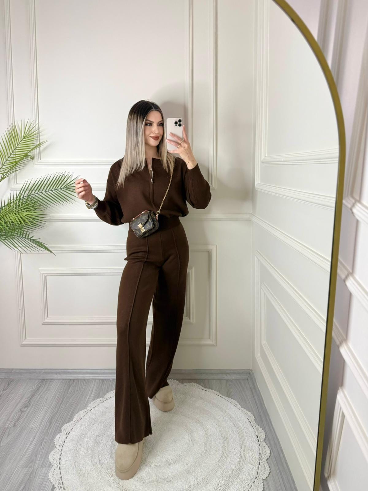 Kahverengi Çift Fermuarlı Triko Takım 2 Kahverengi Çift Fermuarlı Triko Takım - Görsel 2