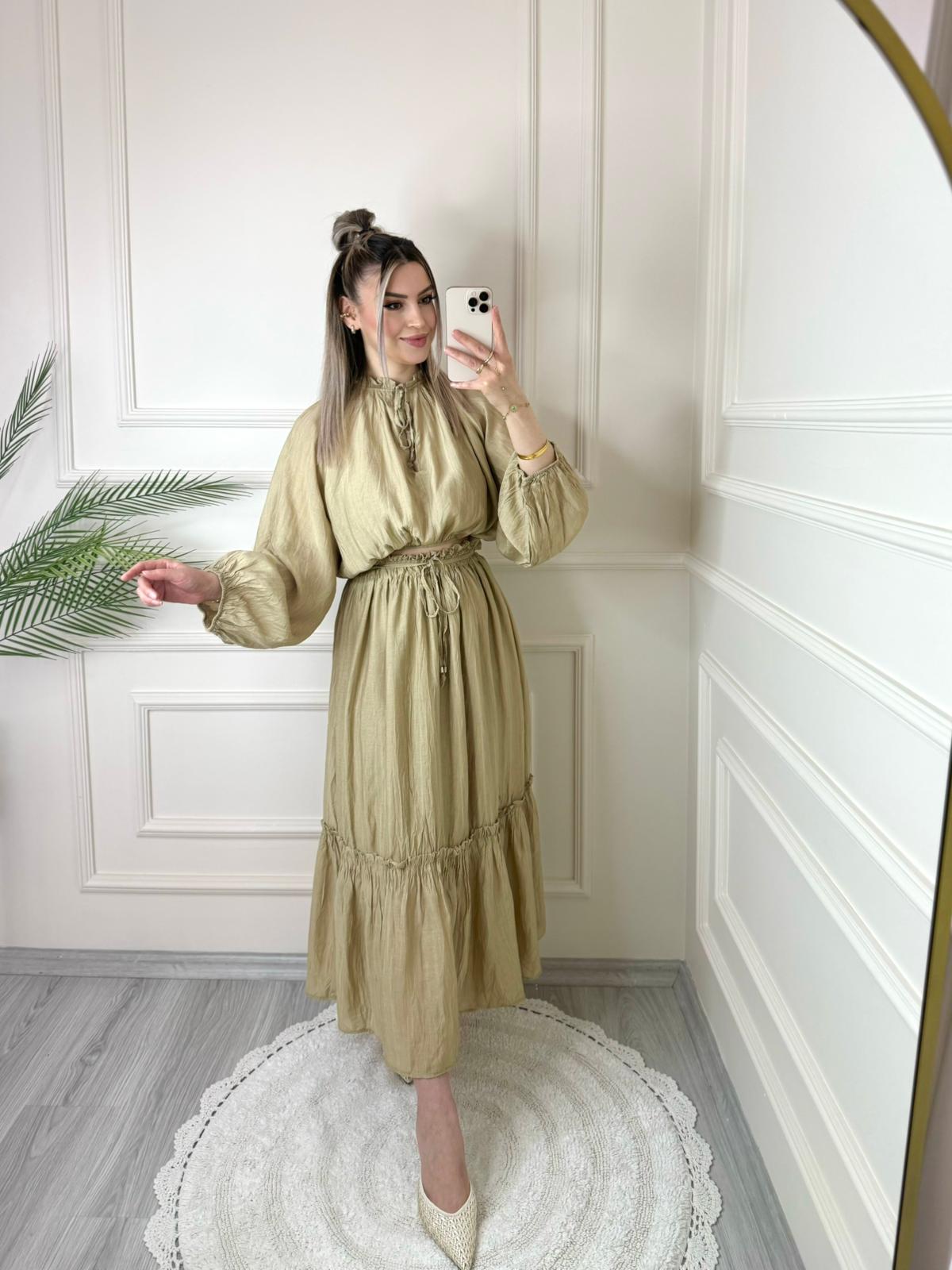 Yeşil ZR Marka Kraşlı Etekli Takım 4 Yeşil ZR Marka Kraşlı Etekli Takım - Görsel 4