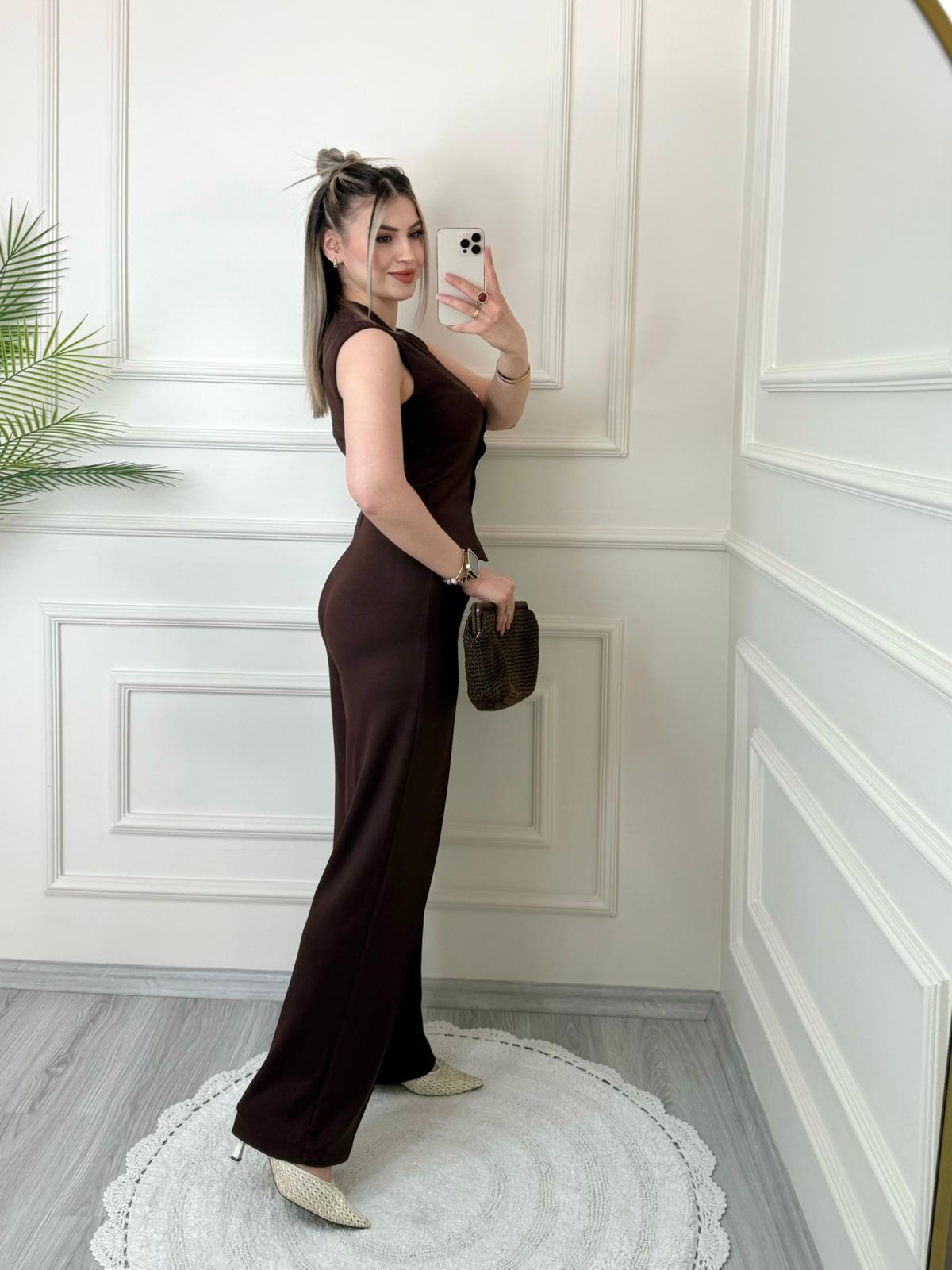 Kahve ZR Marka Gold Düğmeli Yelekli Takım 4 Kahve ZR Marka Gold Düğmeli Yelekli Takım - Görsel 4