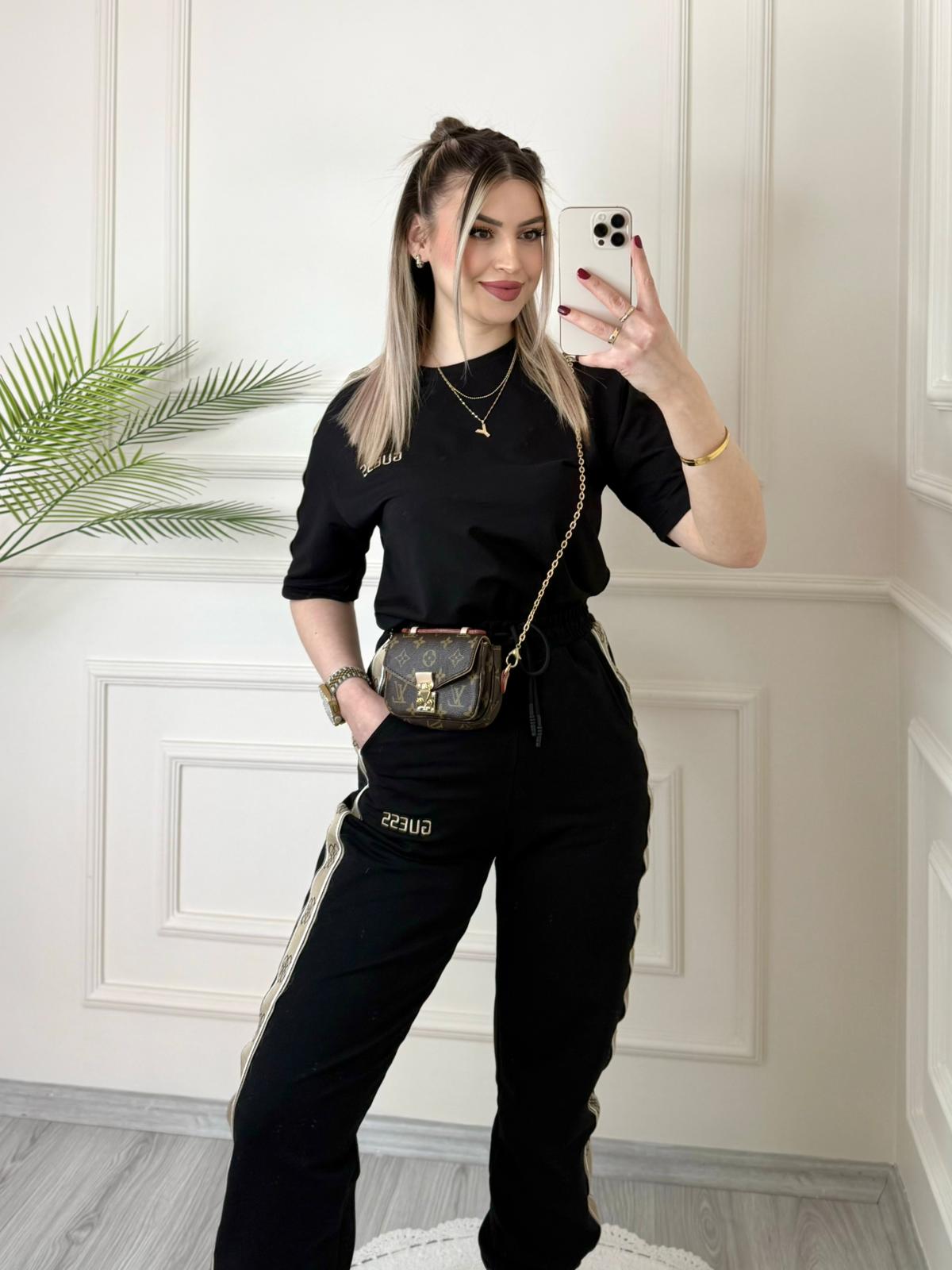 Siyah Şeritli Paçası Lastikli G*ESS Takım 3 Siyah Şeritli Paçası Lastikli G*ESS Takım - Görsel 3