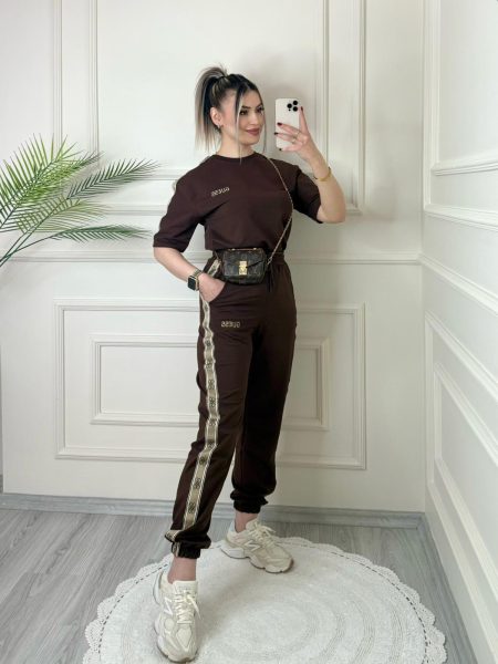 Ana Sayfa 1 Kahve Şeritli Paçası Lastikli G*ESS Takım