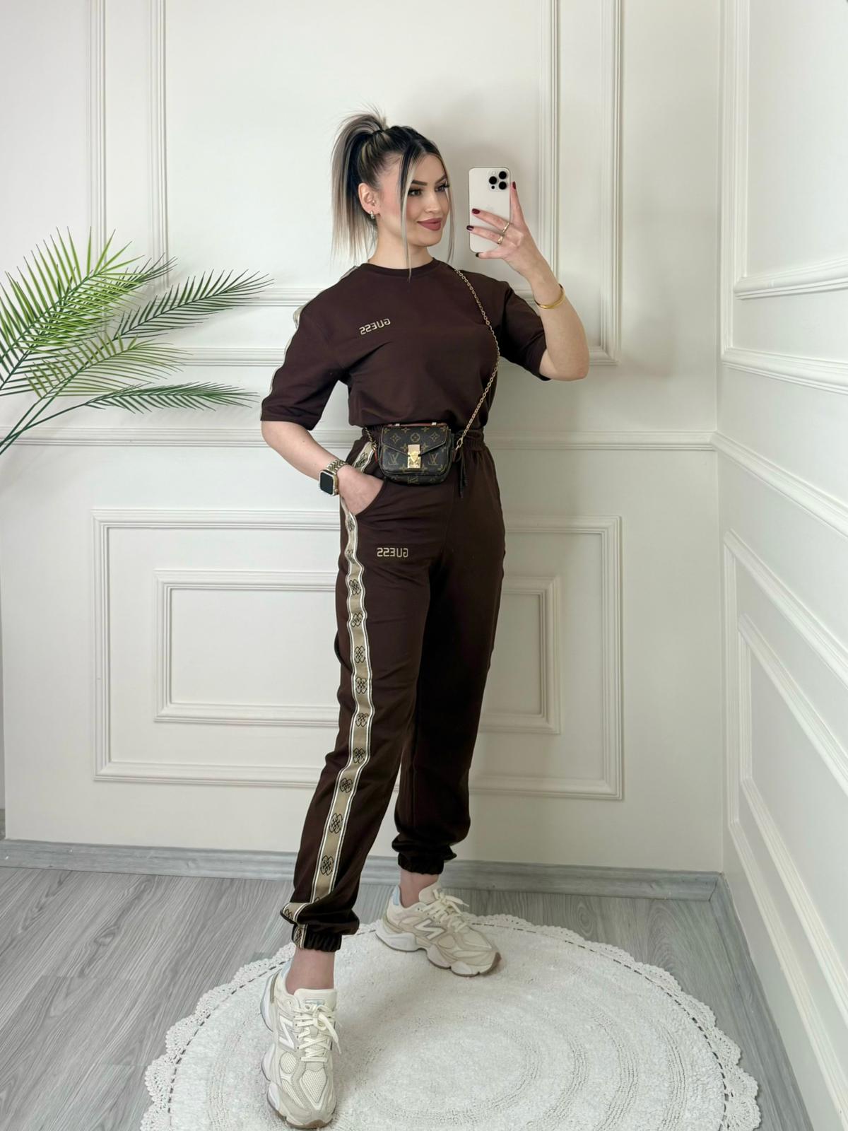 Kahve Şeritli Paçası Lastikli G*ESS Takım 1 Kahve Şeritli Paçası Lastikli G*ESS Takım