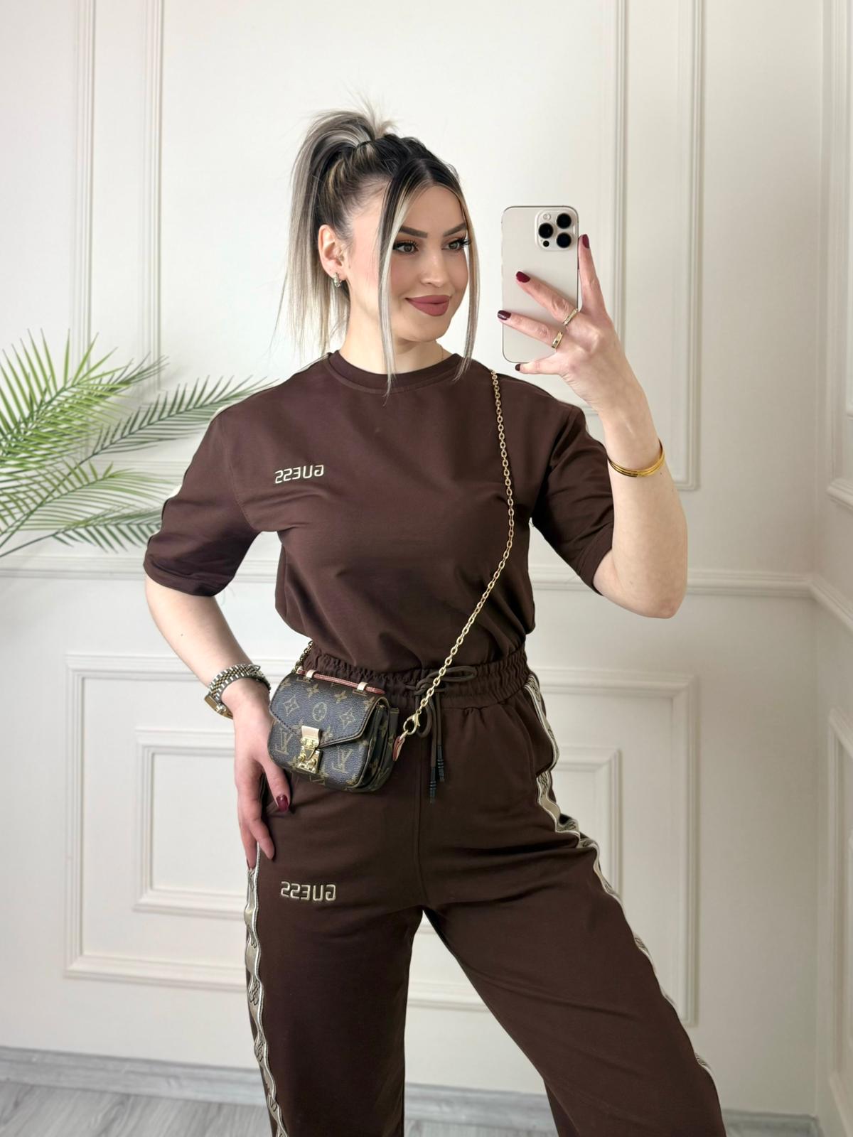 Kahve Şeritli Paçası Lastikli G*ESS Takım 3 Kahve Şeritli Paçası Lastikli G*ESS Takım - Görsel 3