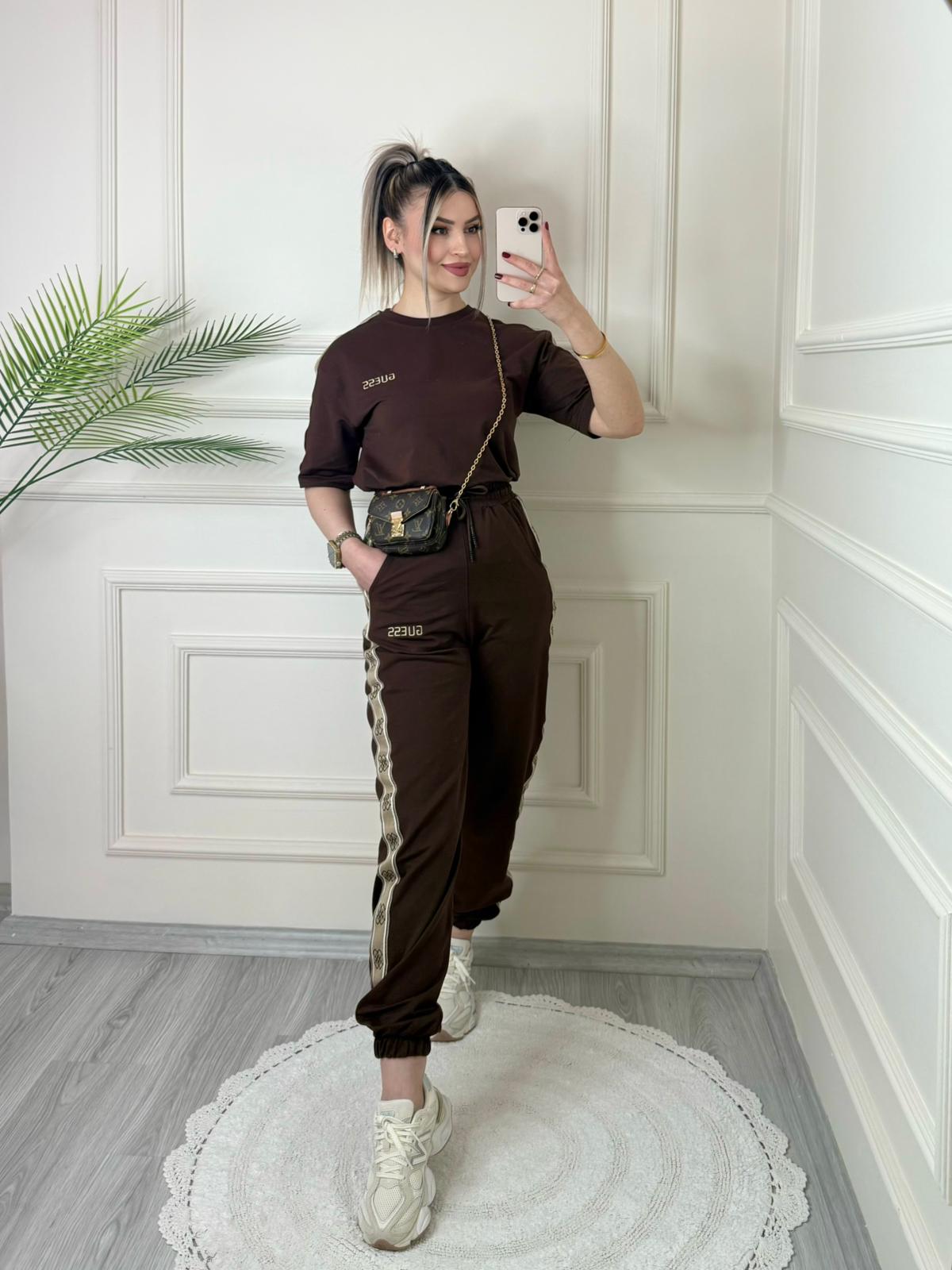 Kahve Şeritli Paçası Lastikli G*ESS Takım 2 Kahve Şeritli Paçası Lastikli G*ESS Takım - Görsel 2