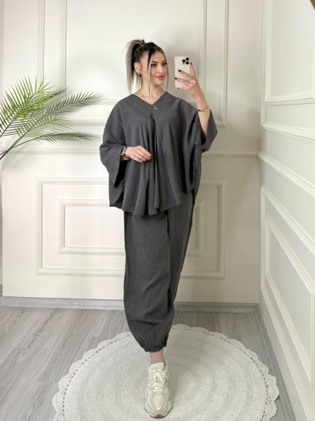 Ana Sayfa 1 Antrasit Tensel Yarasa Kol Bluz Şalvar Pantolon Takım