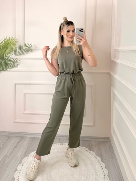 Ana Sayfa 3 Haki Modal Sıfır Kol Bluz Pantolon Takım