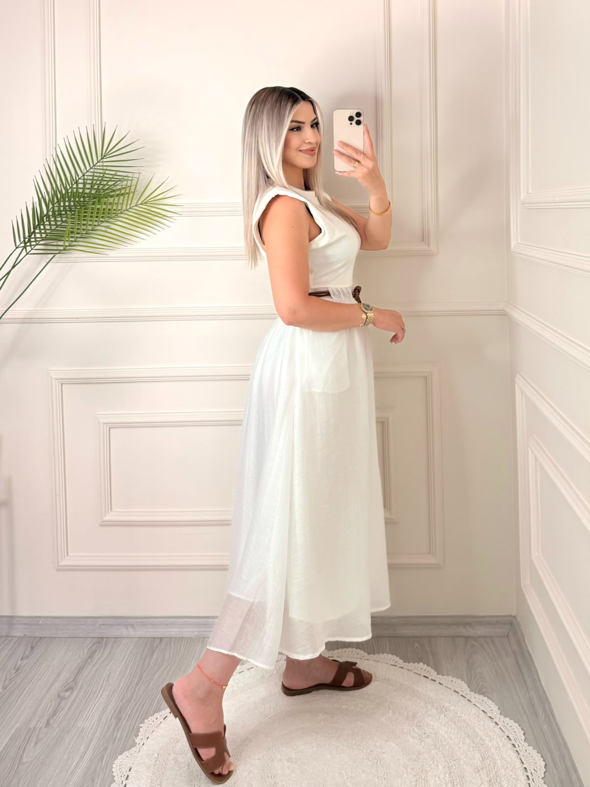 Beyaz Premıum Vatkalı Maxi Elbise 5 Beyaz Premıum Vatkalı Maxi Elbise - Görsel 5