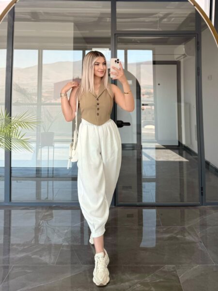 Bej Cut Out Yelek