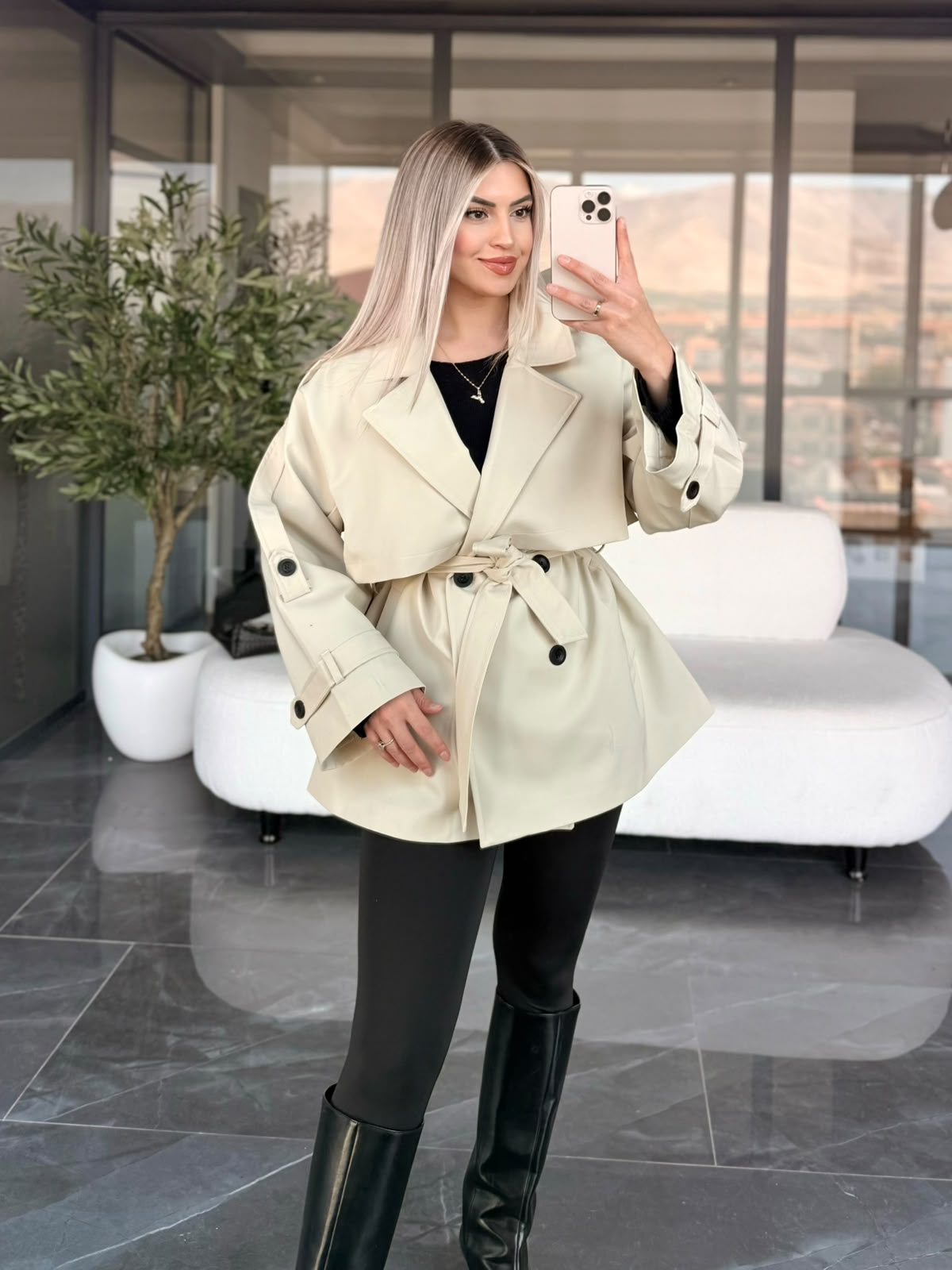 Kuşaklı Kısa Trenç 1 Kuşaklı Kısa Trenç