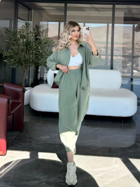Mint Tensel Kumaş Şalvar Model Takım